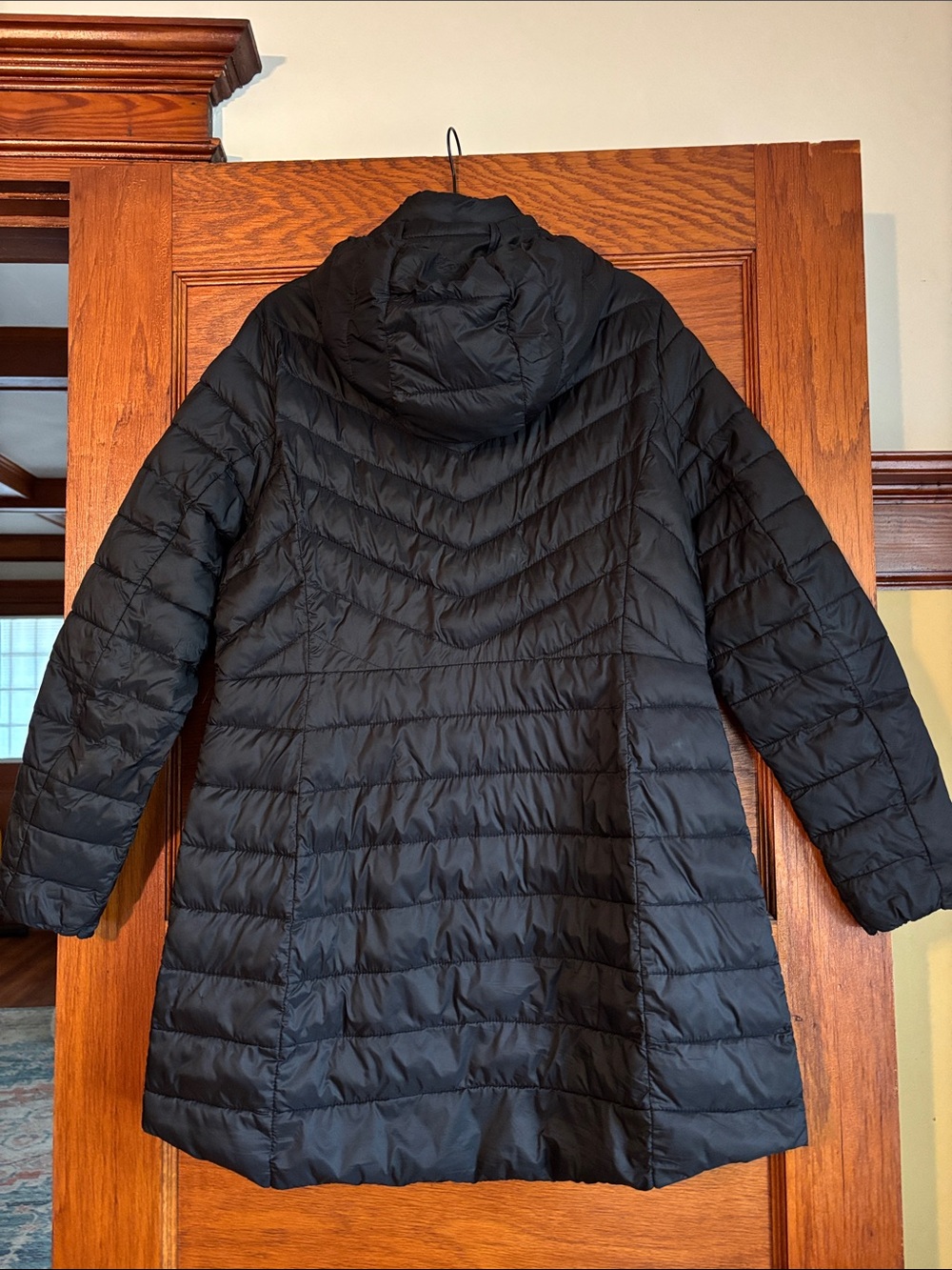 32 Degrees Black Long Quilted Hooded Puffer Coat - Picture 5 of 5
